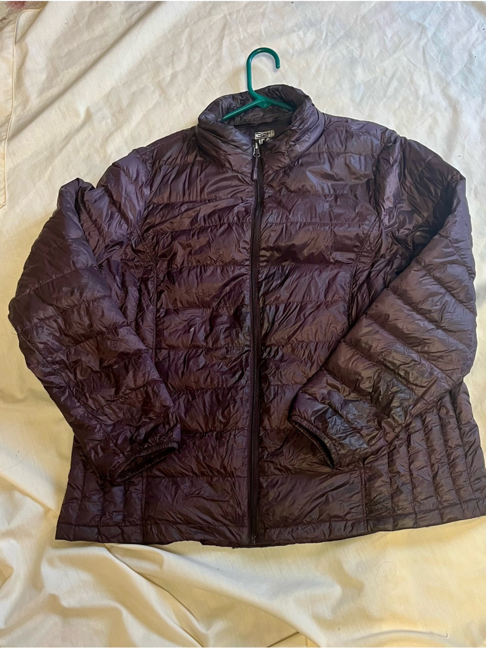 32 Degrees Heat Ultra Light Down Puffer Jacket Plum Burgundy Plus Size 1X